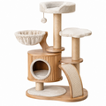 Árbol rascador para gatos 80 x 60 x 145 cm de madera beige con sisal y plataformas