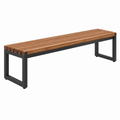 Banco de jardín 180 x 35 x 45 cm de madera y metal marrón natural negro - diseño de lamas