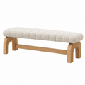 Banco tapizado 120 x 40 x 45 cm de madera beige y natural estilo moderno