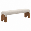 Banco 140 x 40 x 45 cm de madera y tejido bouclé beige para interior