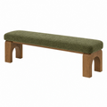 Banco 150 x 40 x 45 cm de madera y tela verde estilo contemporáneo