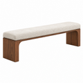 Banco 120 x 40 x 45 cm de madera color nogal con asiento tapizado beige estilo contemporáneo