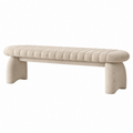 Banco tapizado 160 x 45 x 46 cm beige de tejido bouclé - asiento acolchado contemporáneo