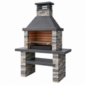 Barbacoa de obra 120 x 70 x 230 cm de piedra gris para exterior con parrilla regulable